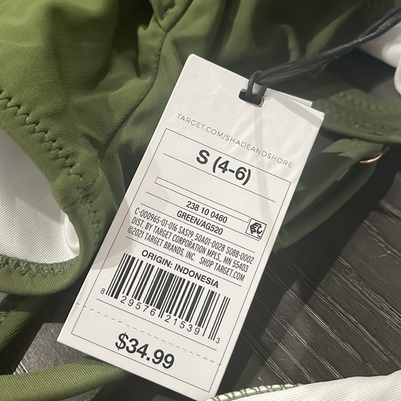 Shade and Shore Plunge Tie Front Wrap One Piece Swimsuit Palm Green Small 1222 - Picture 7 of 7